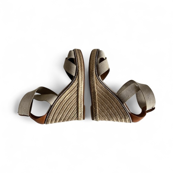 TORY BURCH Adonis Wedge Espadrille Platform Sandal Khaki/Gold - Picture 6 of 10